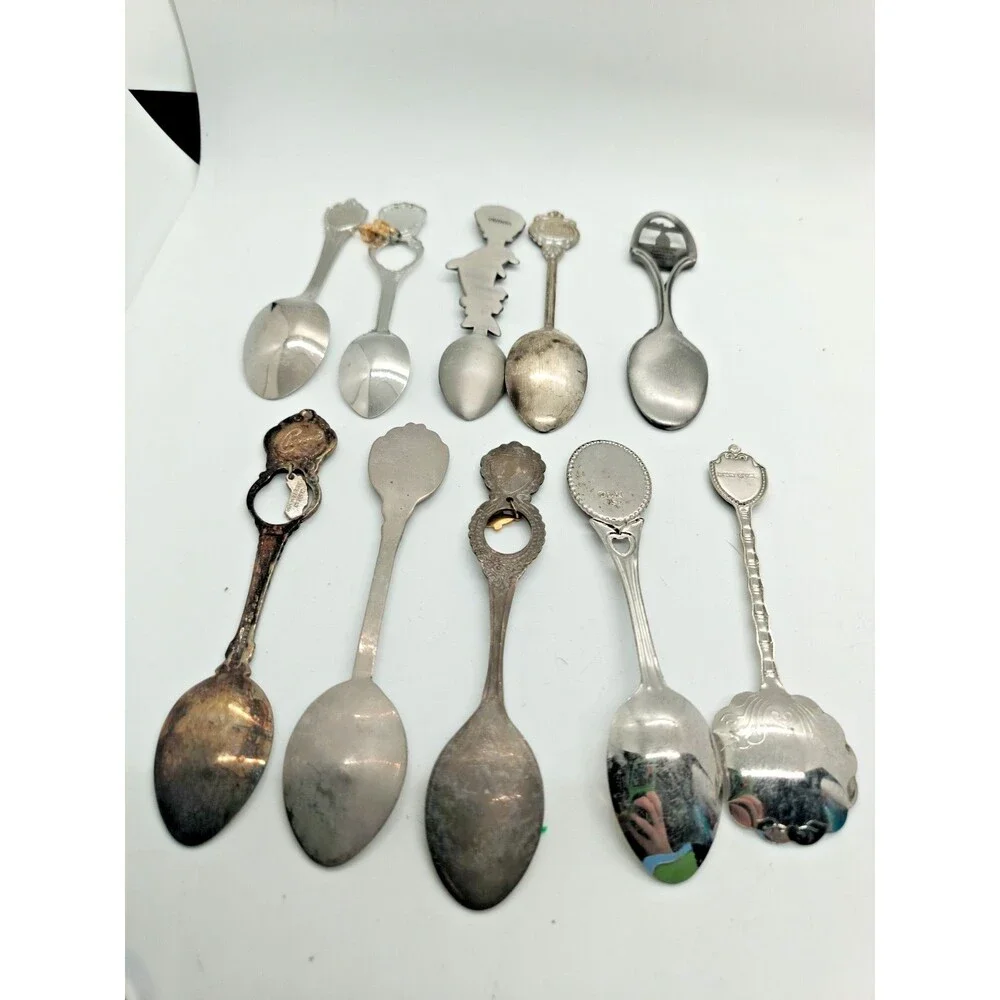 Vintage USA State Souvenir Spoon Lot of 10 – Vegas Texas Arizona Hawaii Iowa